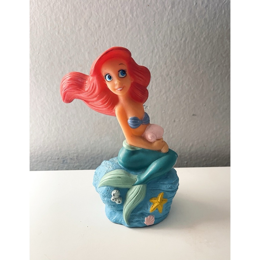 Vintage 1990's Disney The Little Mermaid Ariel vinyl Piggy Bank w/Stopper - Rare